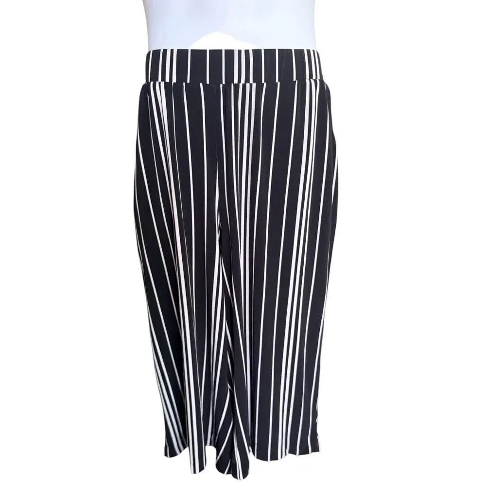 Womens Lane Bryant Striped Pull On Cropped Pallazo Pants - Sz 10/12